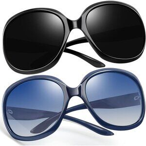 Women's black Navy Blue Trendy Polarized Driving Sun Glasses UV Protective
